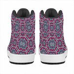 Magenta Mandala Bohemian Pattern Print High Top Leather Sneakers
