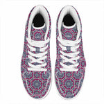 Magenta Mandala Bohemian Pattern Print High Top Leather Sneakers