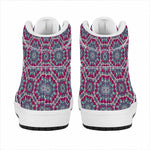 Magenta Mandala Bohemian Pattern Print High Top Leather Sneakers