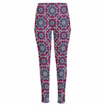 Magenta Mandala Bohemian Pattern Print High-Waisted Pocket Leggings