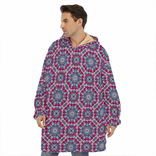 Magenta Mandala Bohemian Pattern Print Hoodie Blanket
