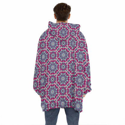Magenta Mandala Bohemian Pattern Print Hoodie Blanket