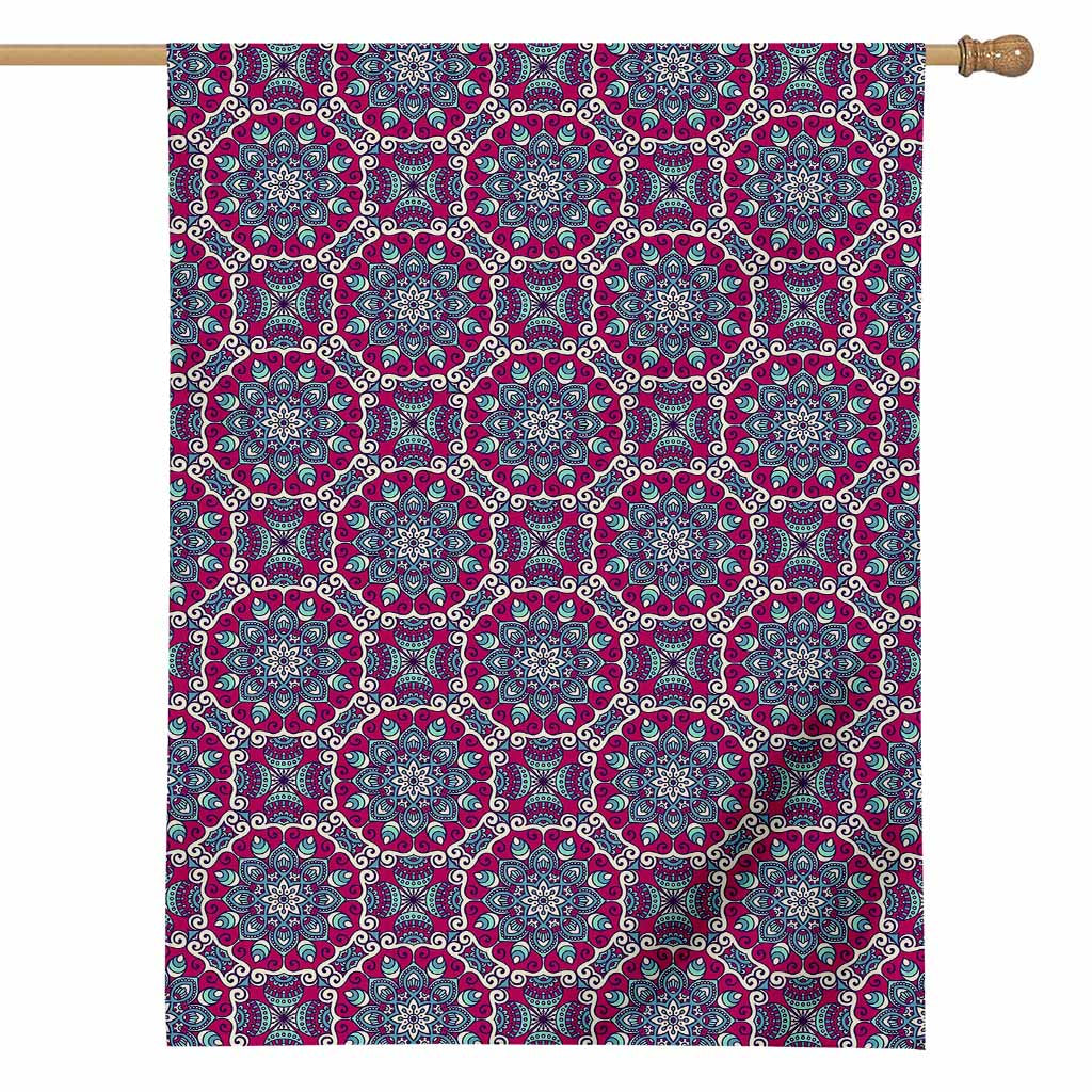 Magenta Mandala Bohemian Pattern Print House Flag