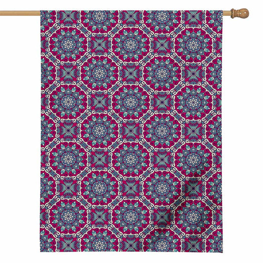 Magenta Mandala Bohemian Pattern Print House Flag