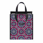 Magenta Mandala Bohemian Pattern Print Insulated Lunch Tote