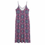 Magenta Mandala Bohemian Pattern Print Jersey Midi Cami Dress