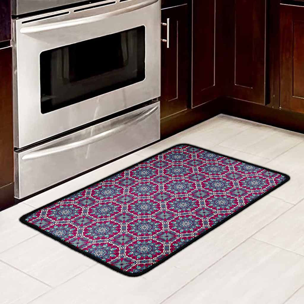 Magenta Mandala Bohemian Pattern Print Kitchen Mat