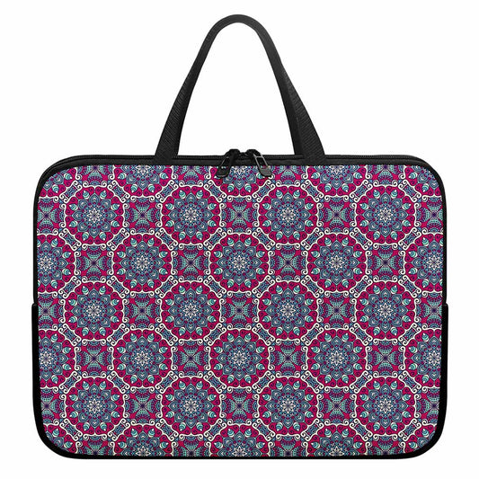 Magenta Mandala Bohemian Pattern Print Laptop Sleeve With Handle
