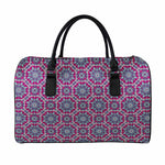 Magenta Mandala Bohemian Pattern Print Leather Duffle Bag