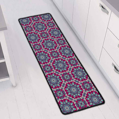 Magenta Mandala Bohemian Pattern Print Long Kitchen Mat