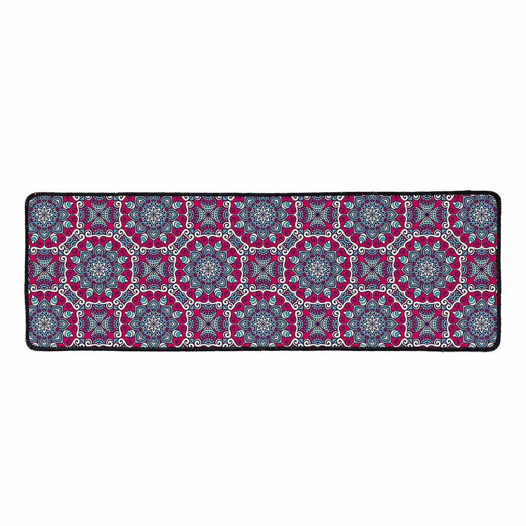 Magenta Mandala Bohemian Pattern Print Long Kitchen Mat