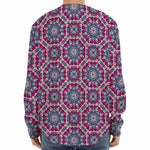 Magenta Mandala Bohemian Pattern Print Long Sleeve Baseball Jersey