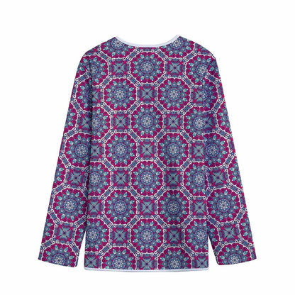Magenta Mandala Bohemian Pattern Print Long Sleeve Short Coat