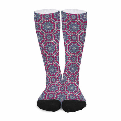 Magenta Mandala Bohemian Pattern Print Long Socks