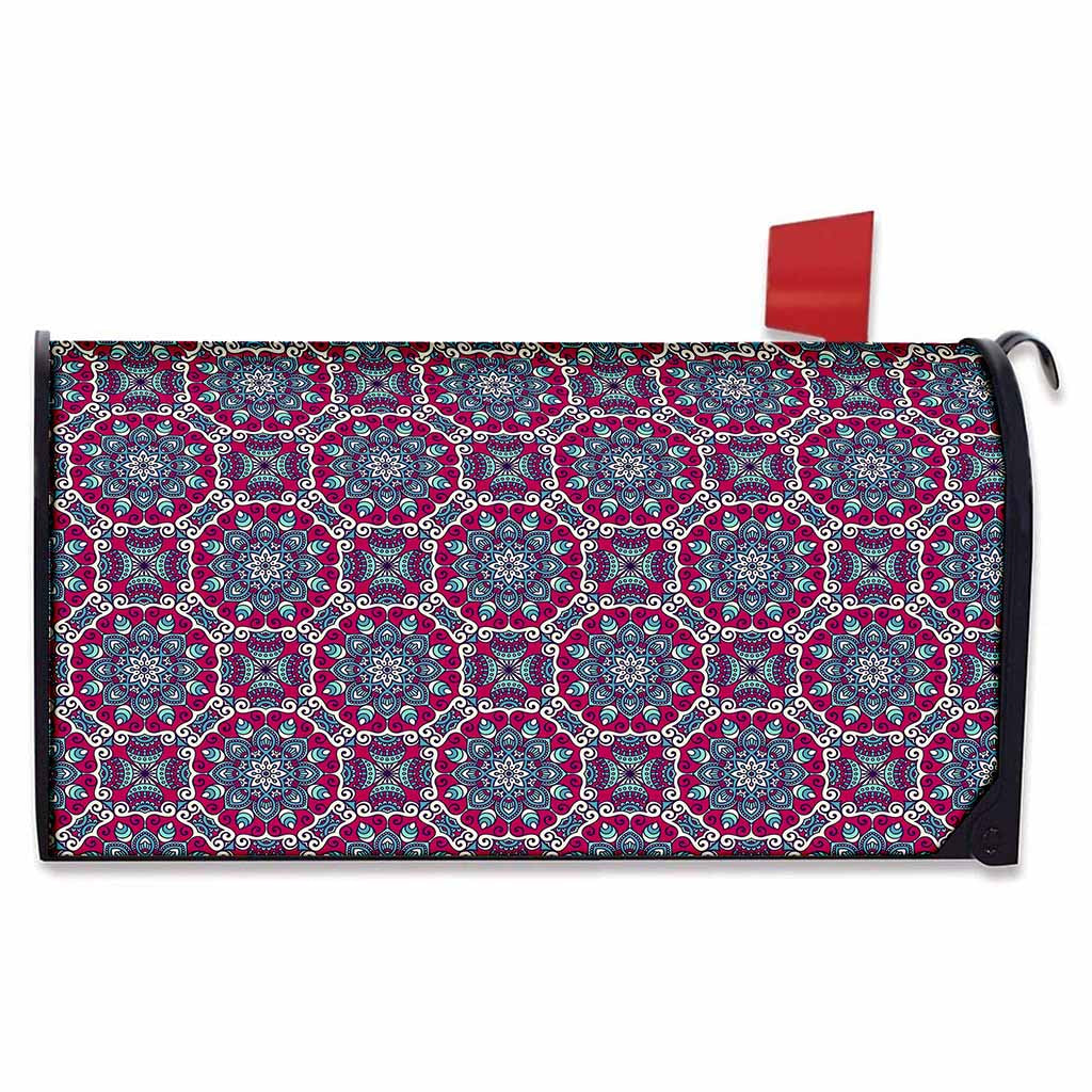 Magenta Mandala Bohemian Pattern Print Mailbox Cover