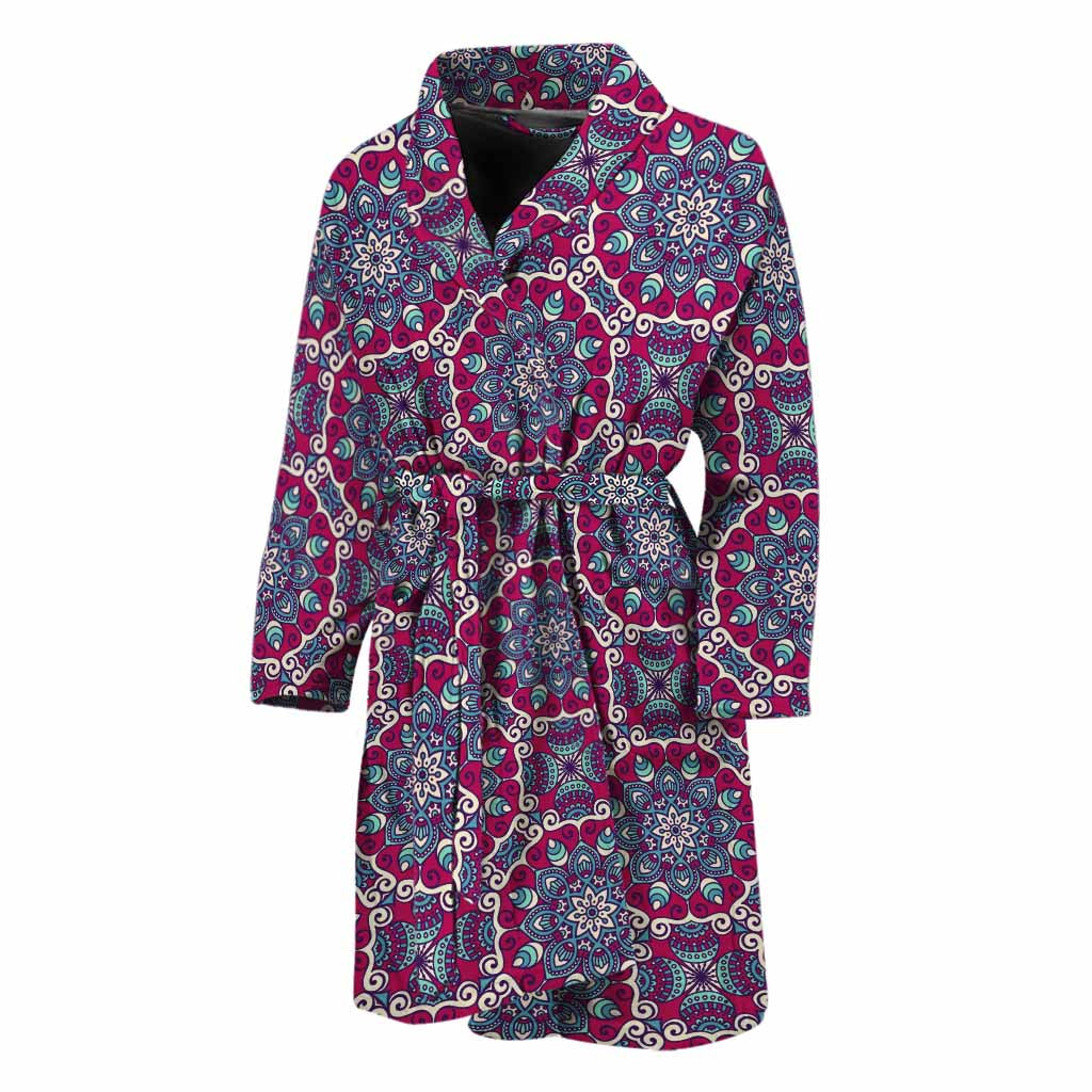 Magenta Mandala Bohemian Pattern Print Men's Bathrobe