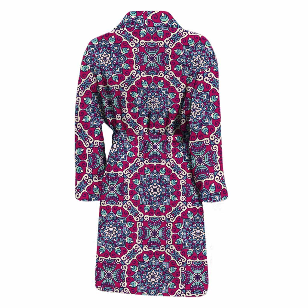 Magenta Mandala Bohemian Pattern Print Men's Bathrobe