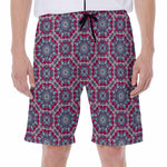Magenta Mandala Bohemian Pattern Print Men's Beach Shorts