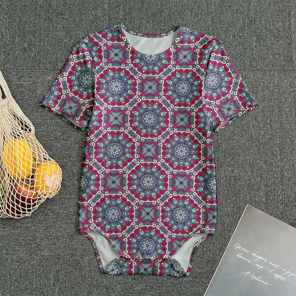 Magenta Mandala Bohemian Pattern Print Men's Bodysuit