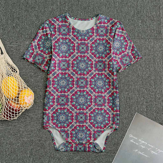 Magenta Mandala Bohemian Pattern Print Men's Bodysuit