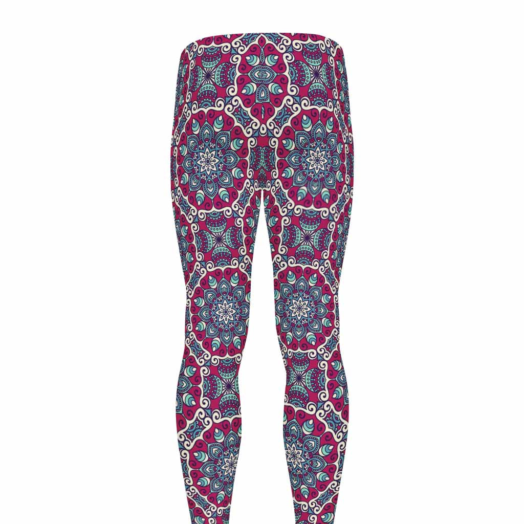 Magenta Mandala Bohemian Pattern Print Men's leggings