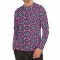 Magenta Mandala Bohemian Pattern Print Men's Long Sleeve Rash Guard