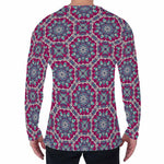 Magenta Mandala Bohemian Pattern Print Men's Long Sleeve T-Shirt