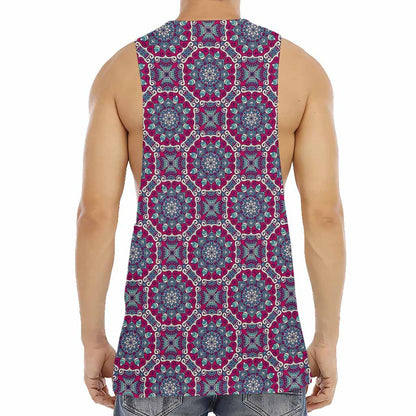 Magenta Mandala Bohemian Pattern Print Men's Muscle Tank Top
