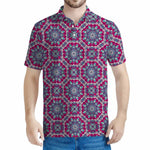 Magenta Mandala Bohemian Pattern Print Men's Polo Shirt