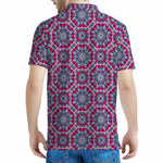 Magenta Mandala Bohemian Pattern Print Men's Polo Shirt