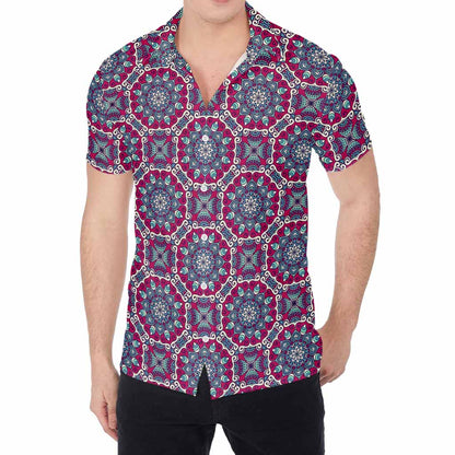 Magenta Mandala Bohemian Pattern Print Men's Shirt