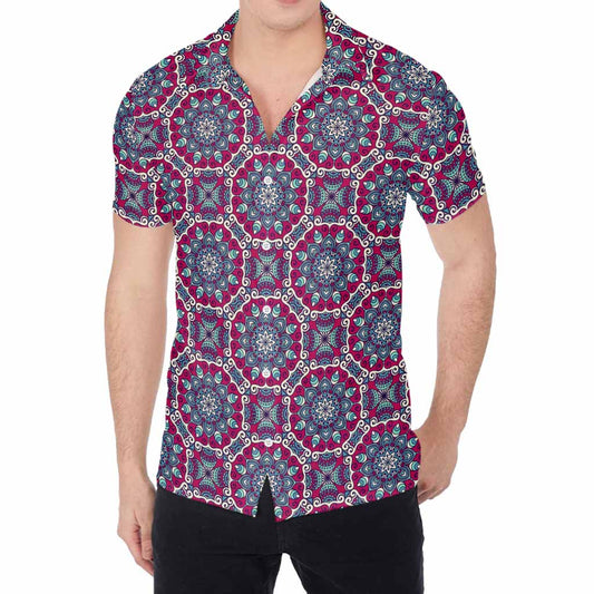 Magenta Mandala Bohemian Pattern Print Men's Shirt