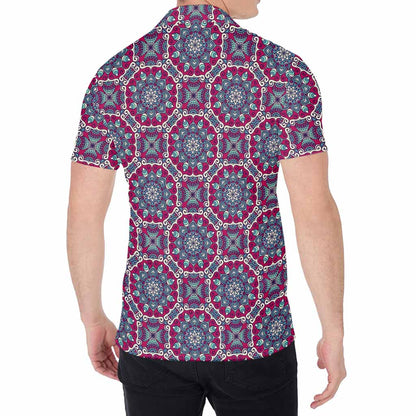 Magenta Mandala Bohemian Pattern Print Men's Shirt