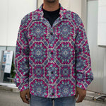 Magenta Mandala Bohemian Pattern Print Men's Shirt Jacket
