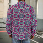 Magenta Mandala Bohemian Pattern Print Men's Shirt Jacket