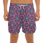 Magenta Mandala Bohemian Pattern Print Men's Split Running Shorts