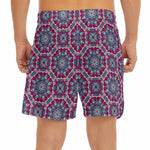 Magenta Mandala Bohemian Pattern Print Men's Split Running Shorts