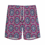 Magenta Mandala Bohemian Pattern Print Men's Sports Shorts