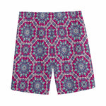 Magenta Mandala Bohemian Pattern Print Men's Sports Shorts