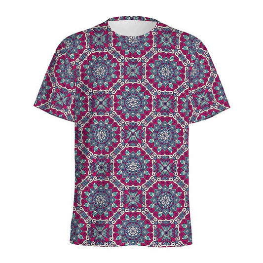 Magenta Mandala Bohemian Pattern Print Men's Sports T-Shirt