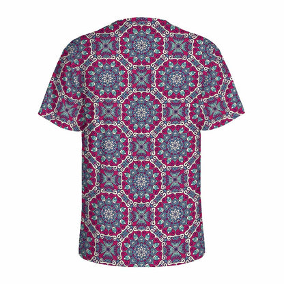 Magenta Mandala Bohemian Pattern Print Men's Sports T-Shirt