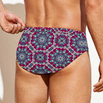 Magenta Mandala Bohemian Pattern Print Men's Swim Briefs