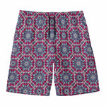 Magenta Mandala Bohemian Pattern Print Men's Swim Trunks