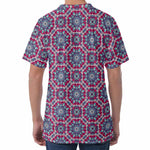 Magenta Mandala Bohemian Pattern Print Men's Velvet T-Shirt