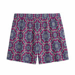 Magenta Mandala Bohemian Pattern Print Mesh Shorts