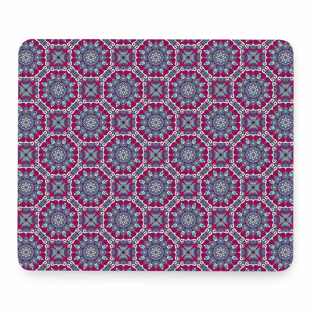 Magenta Mandala Bohemian Pattern Print Mouse Pad