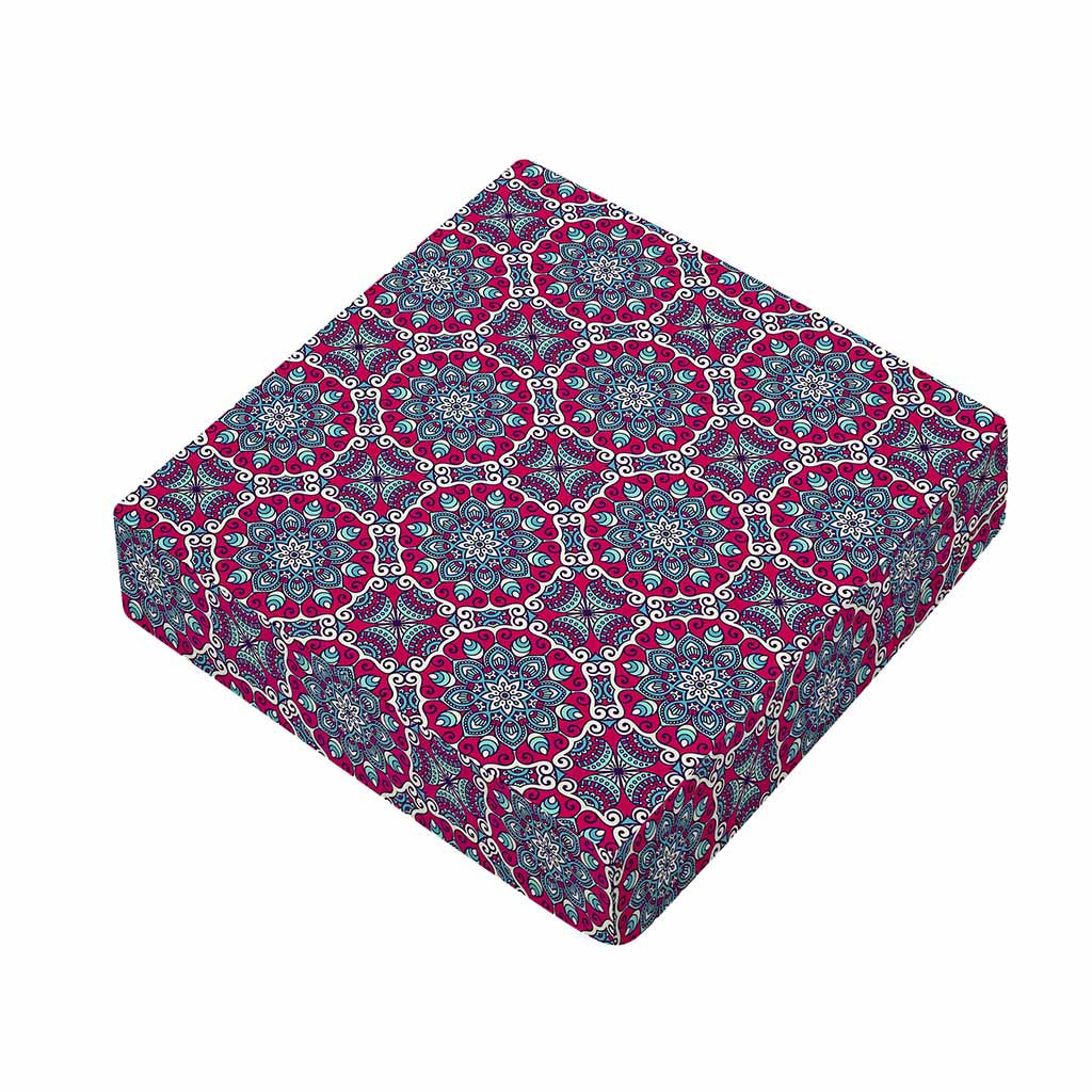 Magenta Mandala Bohemian Pattern Print Outdoor Seat Cushion Cover