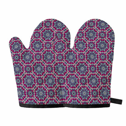 Magenta Mandala Bohemian Pattern Print Oven Mitts