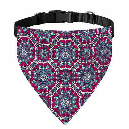 Magenta Mandala Bohemian Pattern Print Over The Collar Dog Bandana