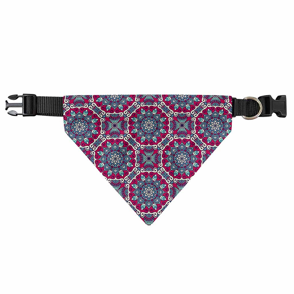 Magenta Mandala Bohemian Pattern Print Over The Collar Dog Bandana